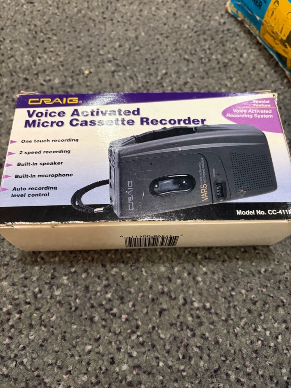 Craig Voice-Activated Micro Cassette Recorder in Black untested